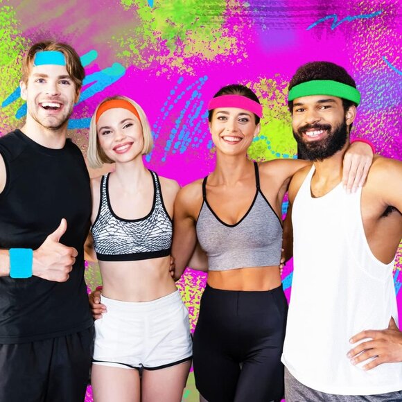 80s Sweatband, Sports Headband and Wristbands, Sweat Bands Neon Colors, 80s Part - Picture 7 of 7